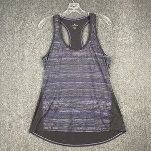 Athleta Retreat Print Mocha Black Racerback Athletic Tank Top Size Medium EUC